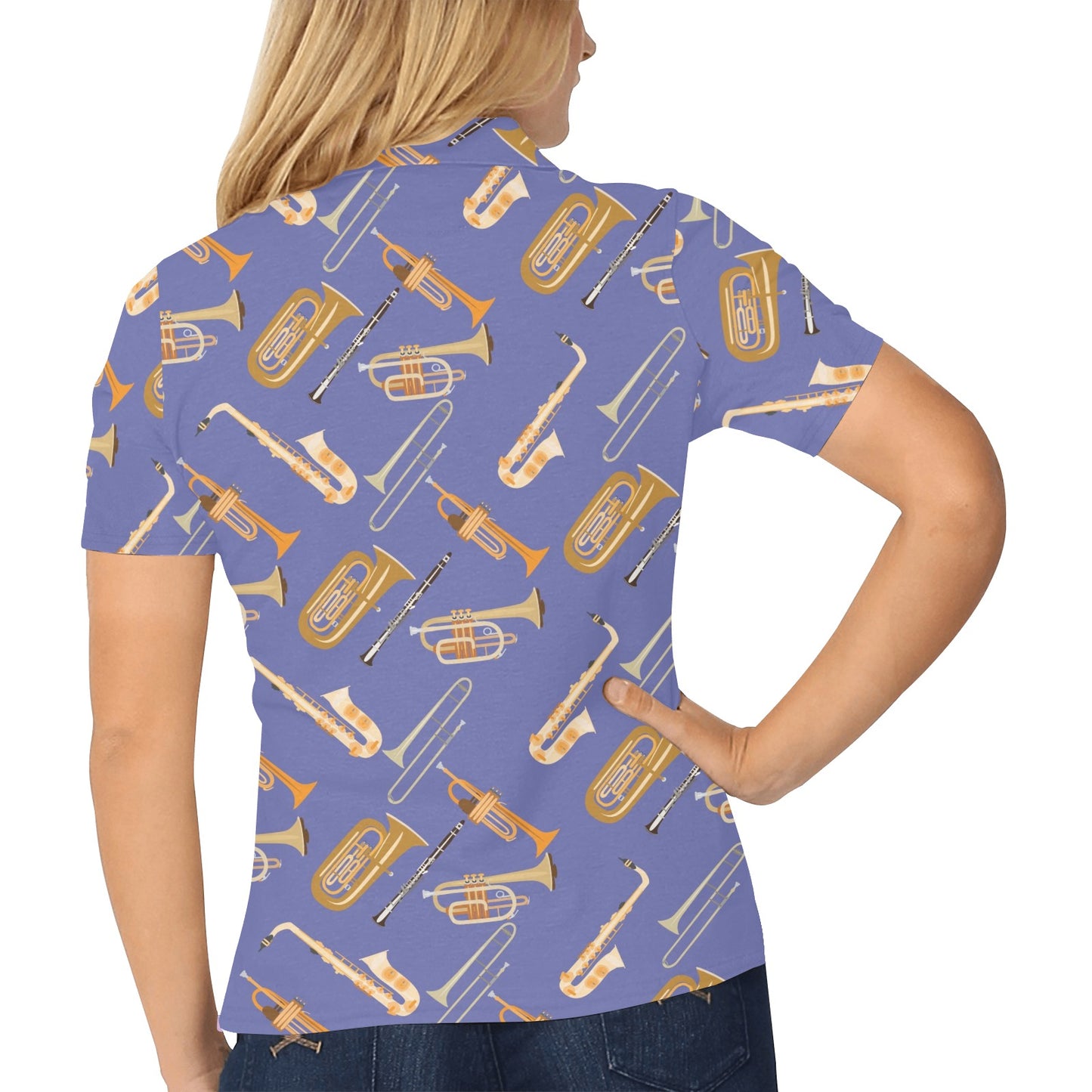 Trombone Pattern Print Design 02 Women's Polo Shirt