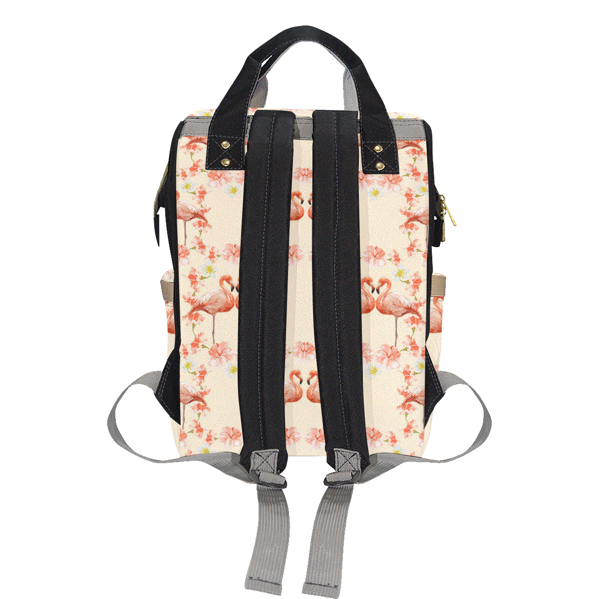 Flamingo Hibiscus Print Pattern Diaper Bag Backpack
