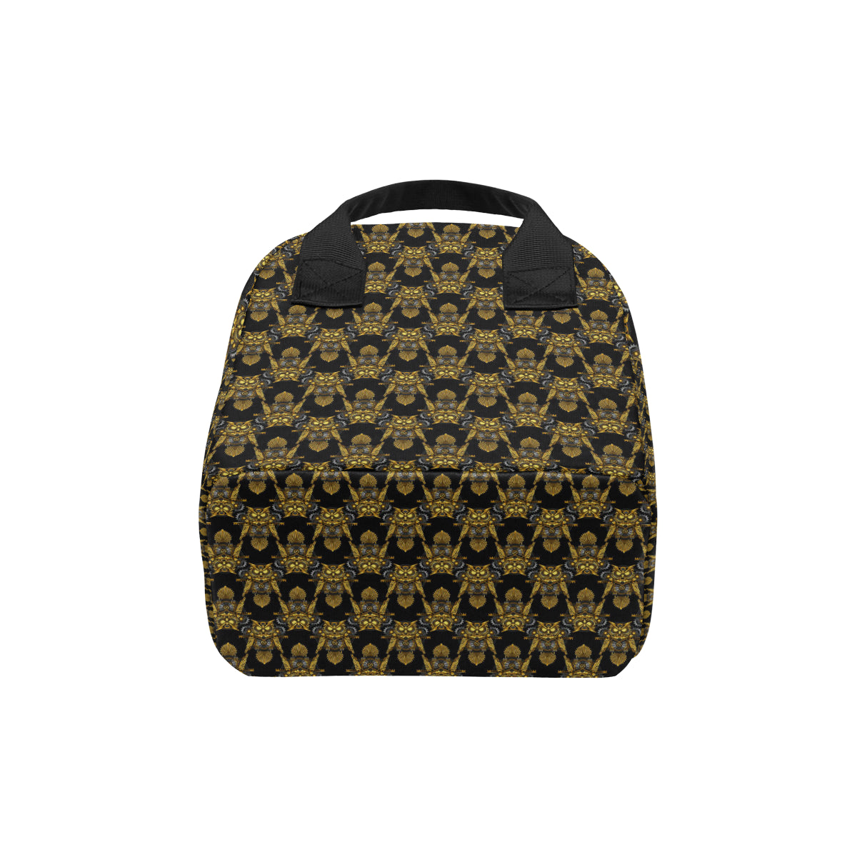 Steampunk Gold Owl Design Themed Print Insulated Lunch Bag