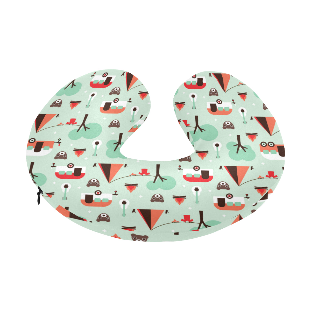 Camper Tent Pattern Print Design 01 U-Shaped Travel Neck Pillow