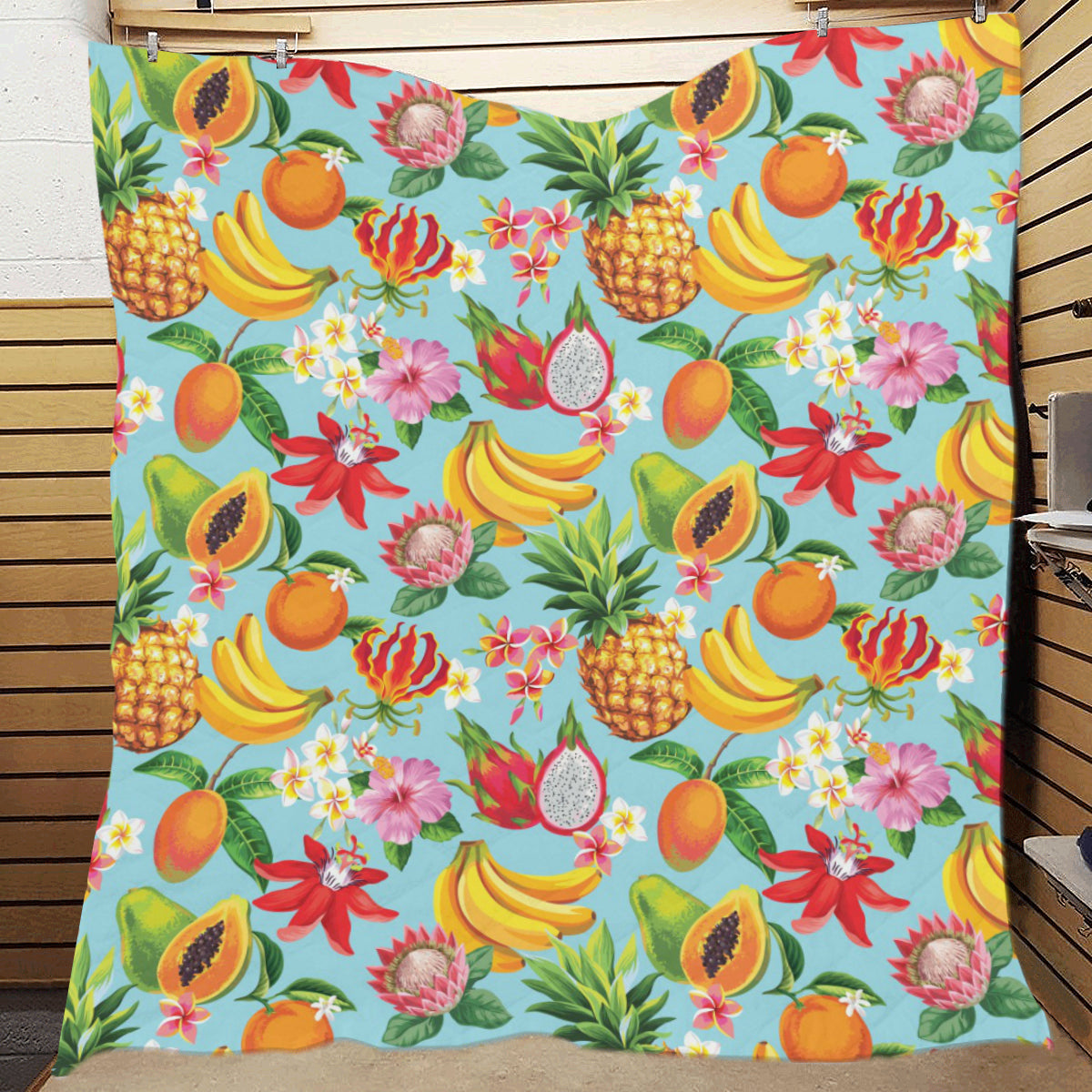 Tropical Fruits Pattern Print Design TF01 Premium Quilt