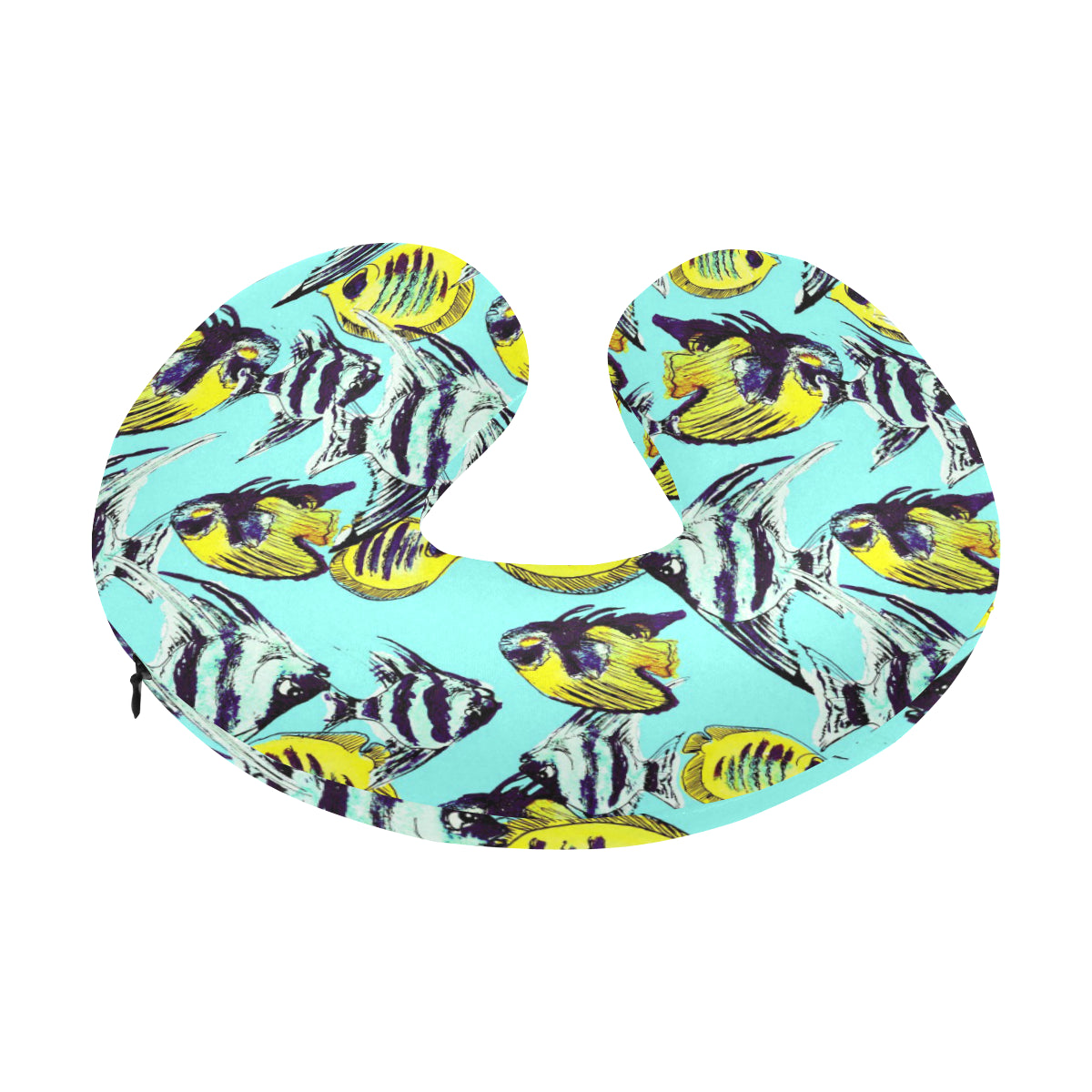Angelfish Pattern Print Design 02 U-Shaped Travel Neck Pillow