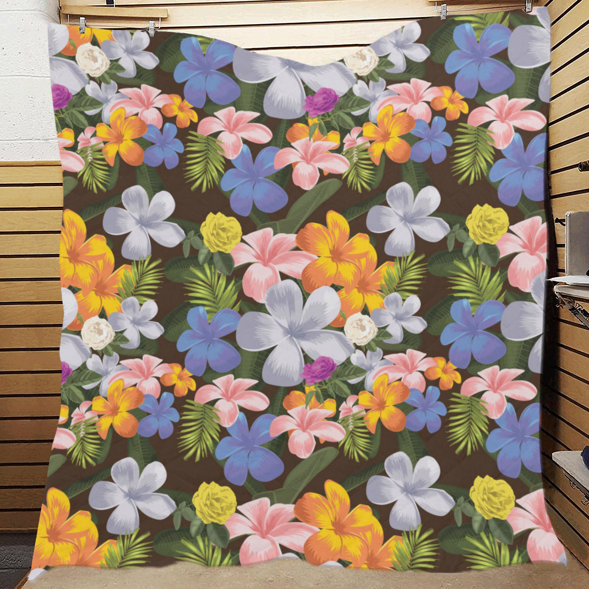 Plumeria Pattern Print Design PM03 Premium Quilt