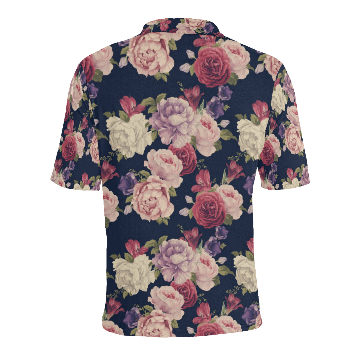Peony Pattern Print Design PE03 Men Polo Shirt
