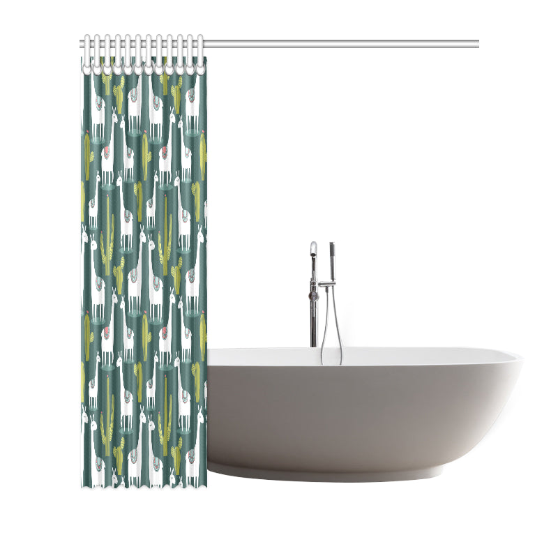 Llama Cactus Pattern Print Design 02 Shower Curtain