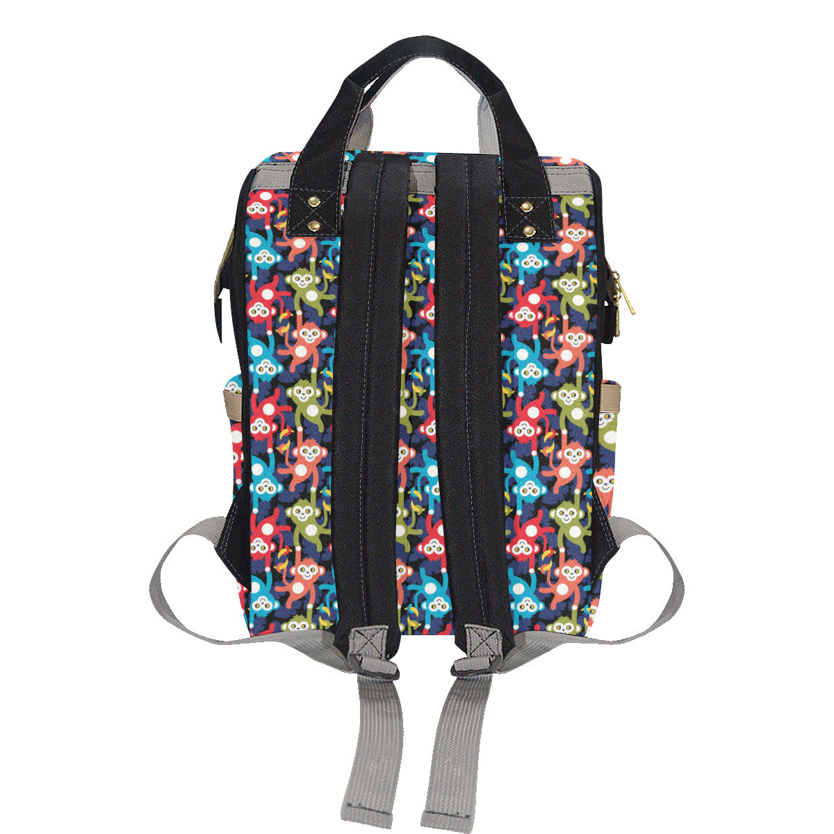 Monkey Colorful Design Themed Print Diaper Bag Backpack