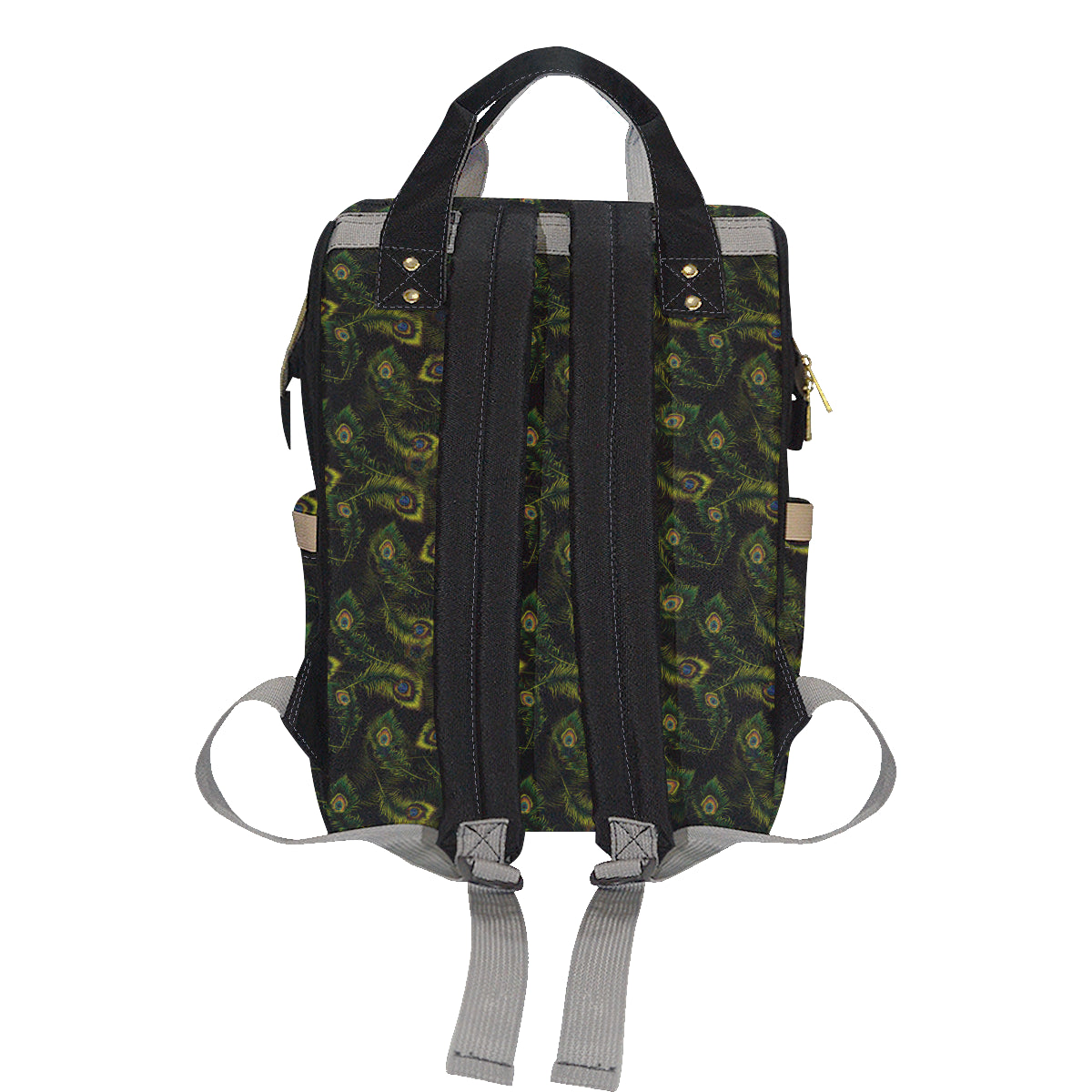 Peacock Feather Pattern Design Print Diaper Bag Backpack
