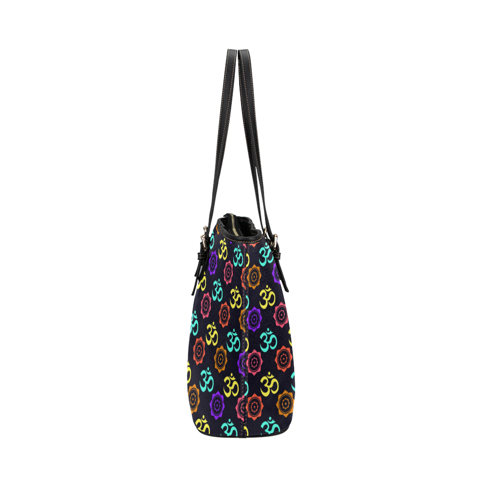 Chakra OM Print Pattern Leather Tote Bag