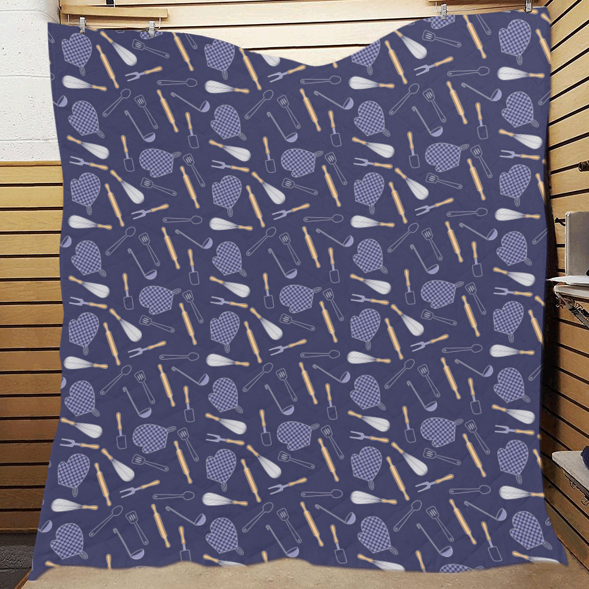 Cooking Kitchen Tools Pattern Print Design 04 Premium Quilt