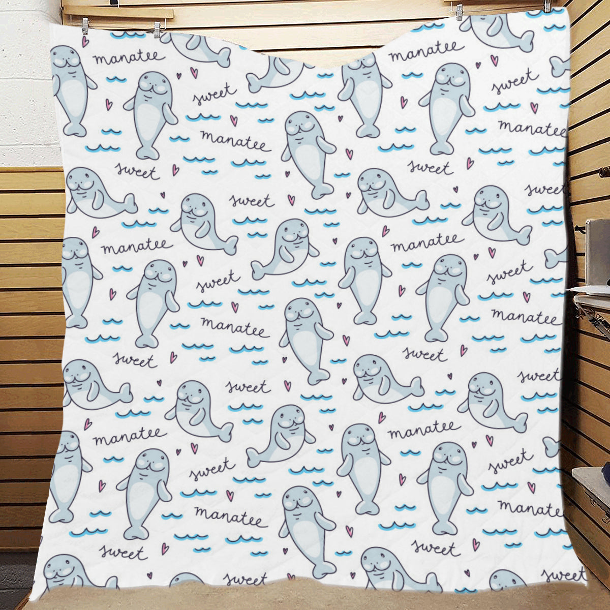 Manatee Baby Pattern Print Design 03 Premium Quilt
