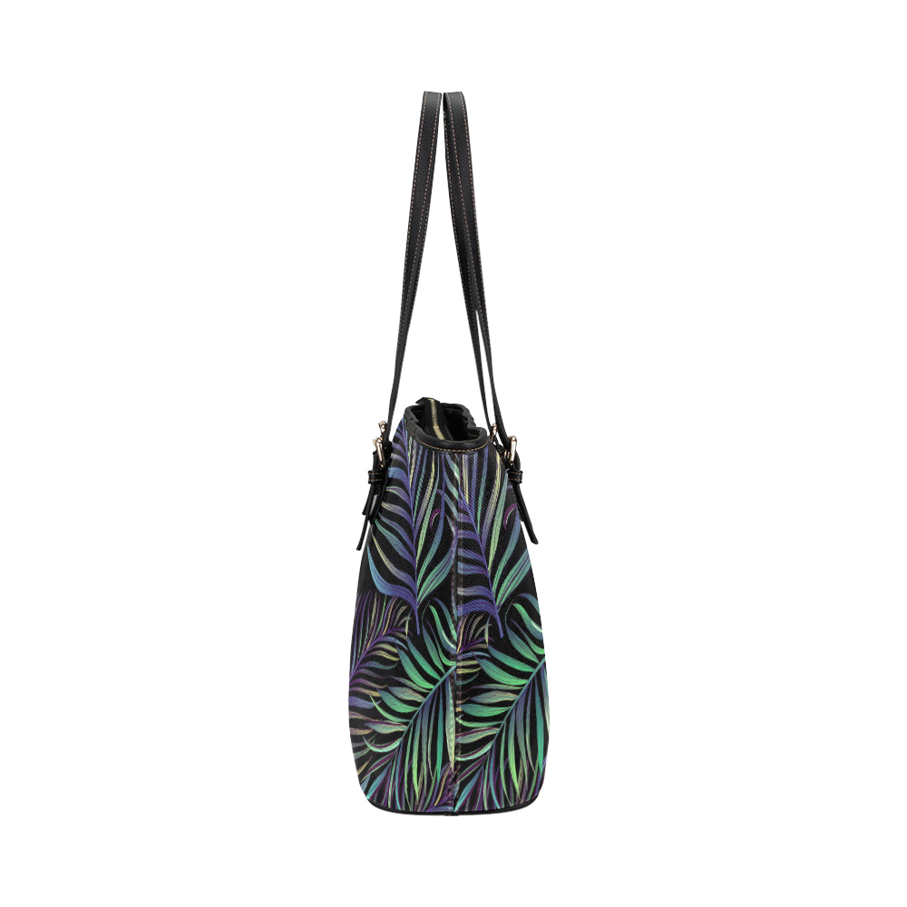 Tropical Palm Leaves Pattern Brightness Leather Tote Bag