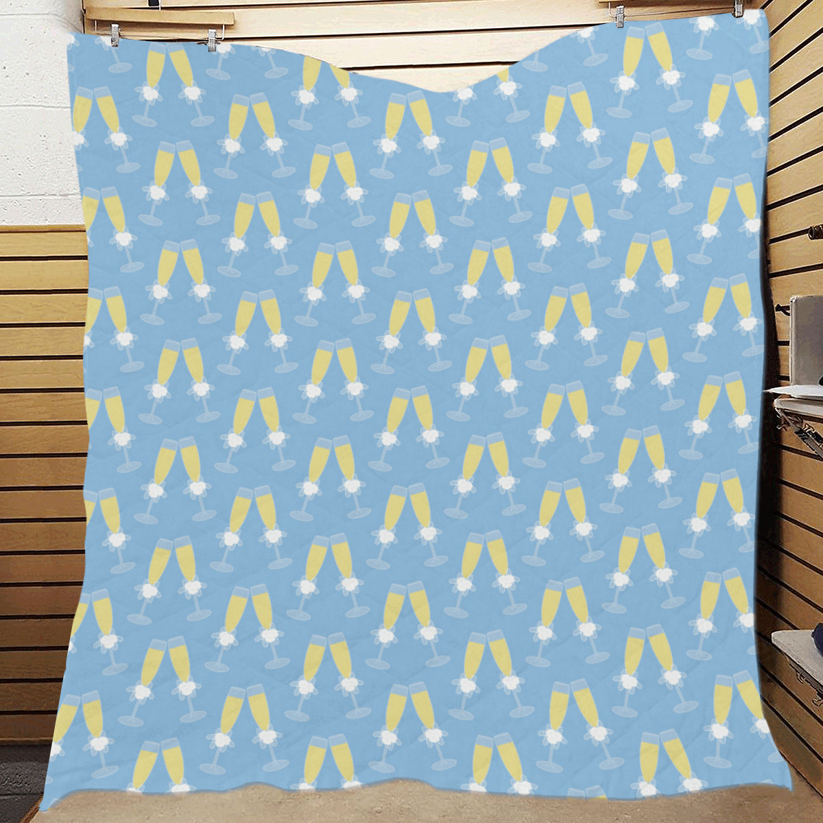 Champagne Pattern Print Design 06 Premium Quilt