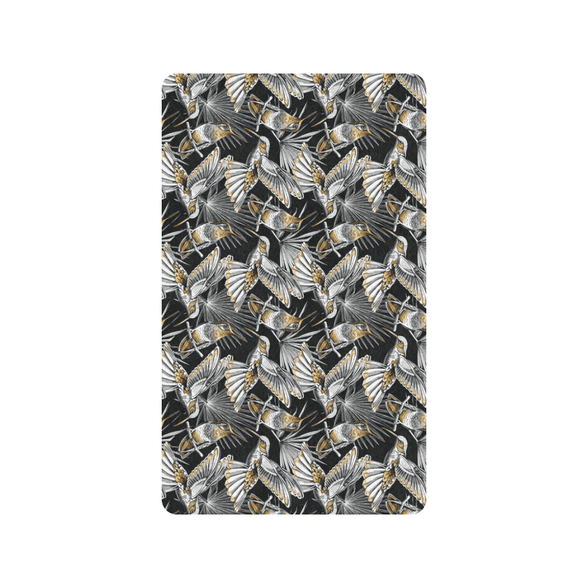 Hummingbird Gold Design Themed Print Rubber Doormat