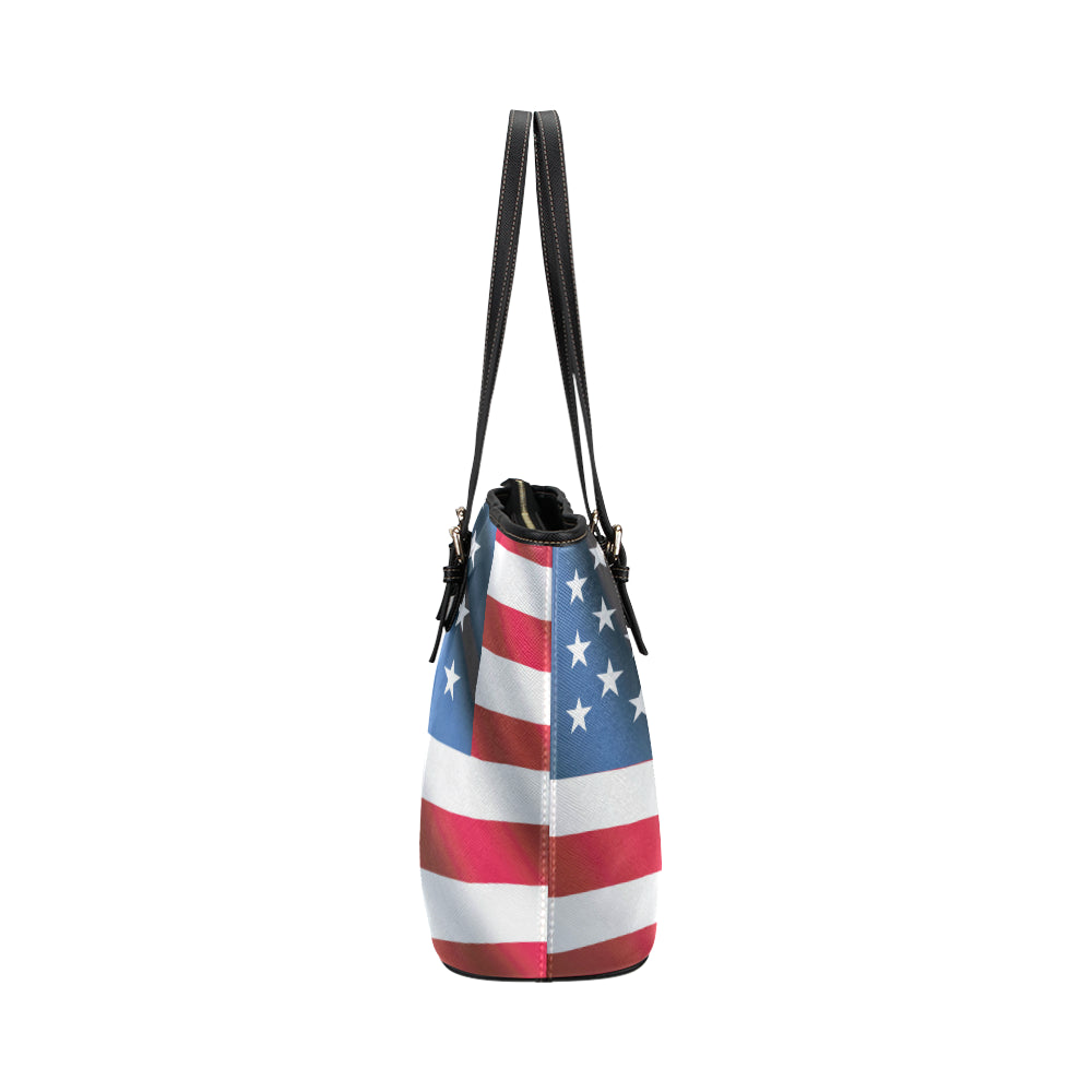 American flag Classic Leather Tote Bag