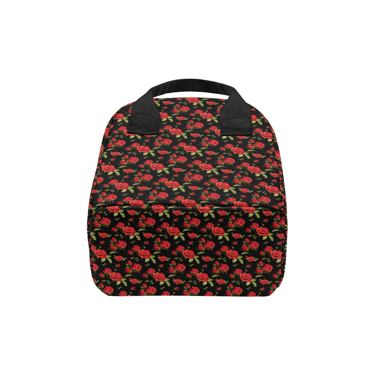 Red Rose Themed Print Insulated Lunch Bag