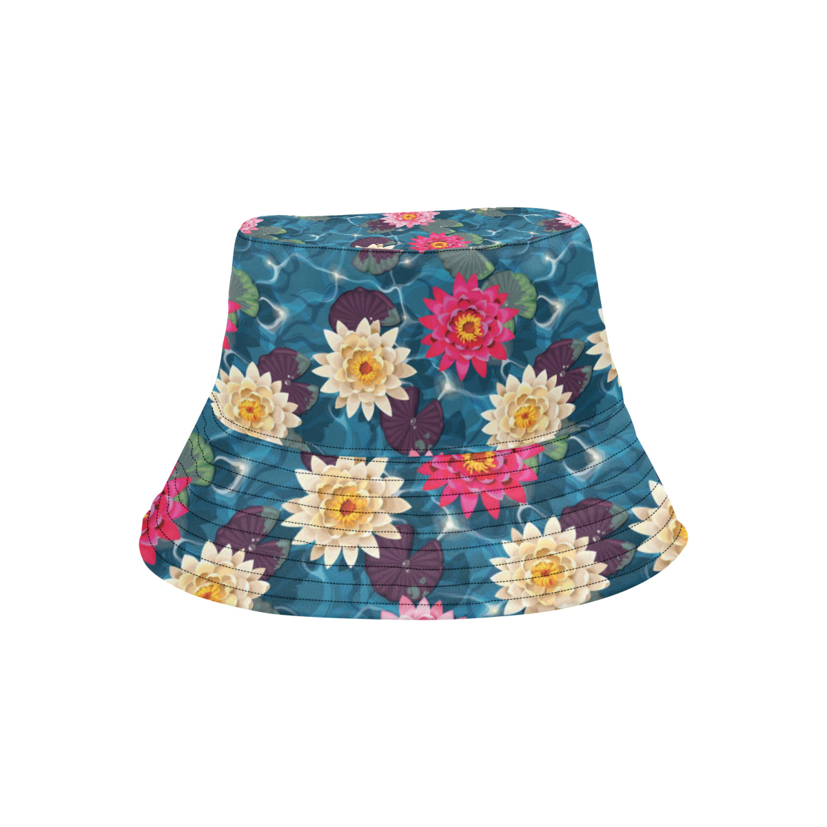 Water Lily Pattern Print Design WL05 Unisex Bucket Hat