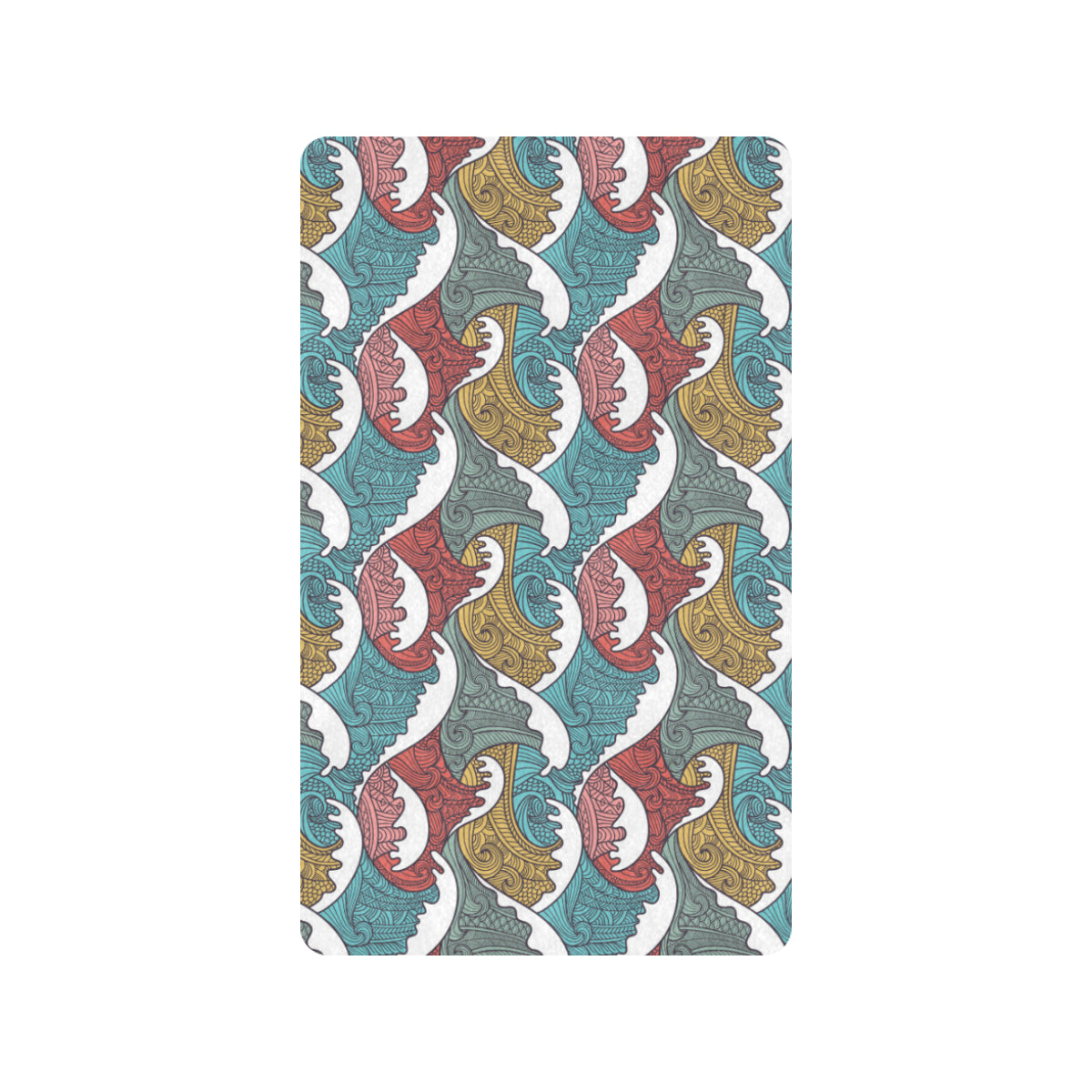 Tribal Wave Pattern Print Rubber Doormat