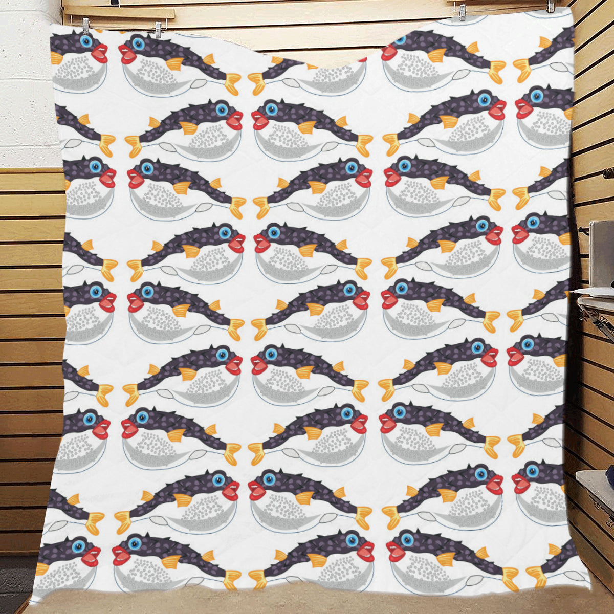 Fugu Pattern Print Design 03 Premium Quilt