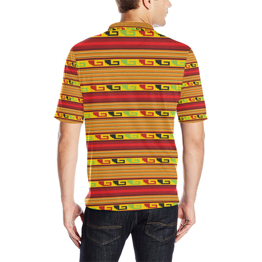 Mexican Blanket Ornament Print Pattern Men Polo Shirt