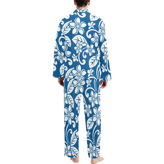 Plumeria Pattern Print Design PM013 Men's Long Pajama Set