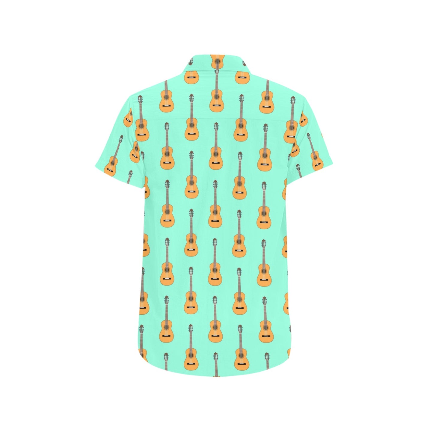 Acoustic Guitar Print Design LKS403 Men Short Sleeve Button Up Shirt