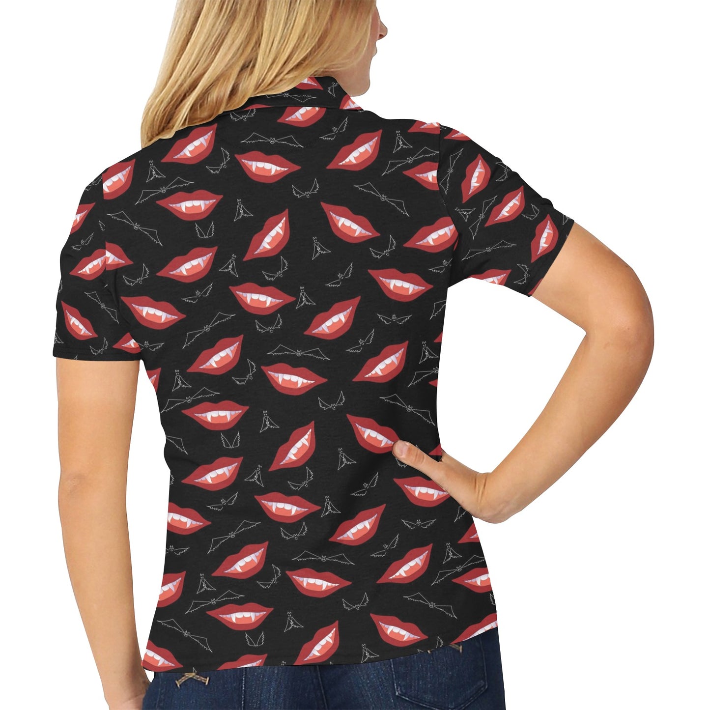 Vampire Lips Print Design LKS301 Women's Polo Shirt