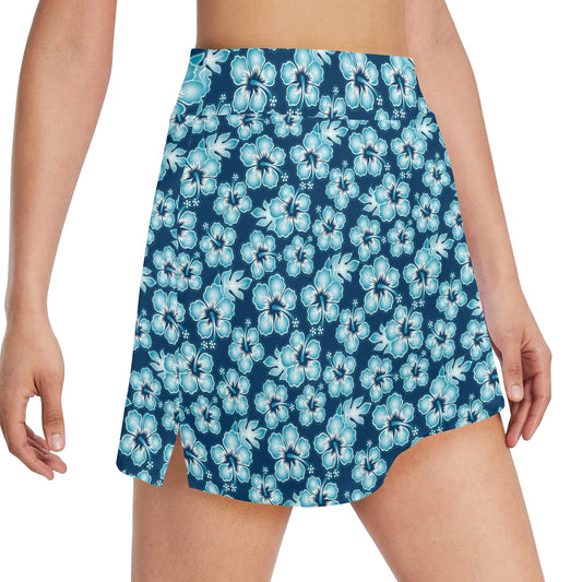 Hibiscus Flower Hawaiian Themed 17" Golf & Pickleball Skort with Pockets