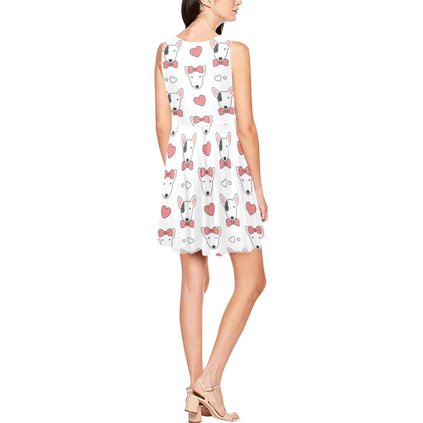 Bull Terriers Pattern Print Design 08 Sleeveless Dress
