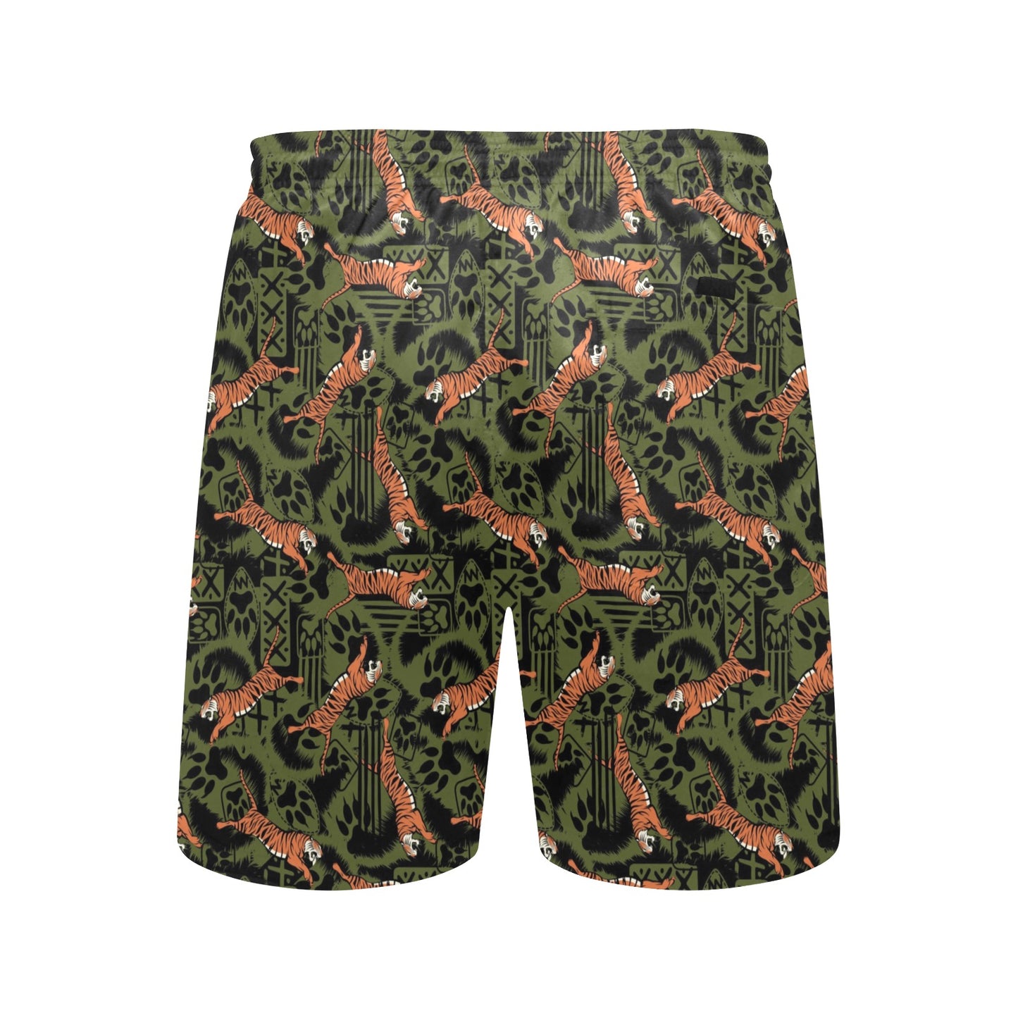 Tiger Pattern Print Design LKS303 Men's Swim Trunks Beach Shorts