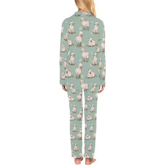 Sheep Print Design LKS405 Women's Long Pajama Set