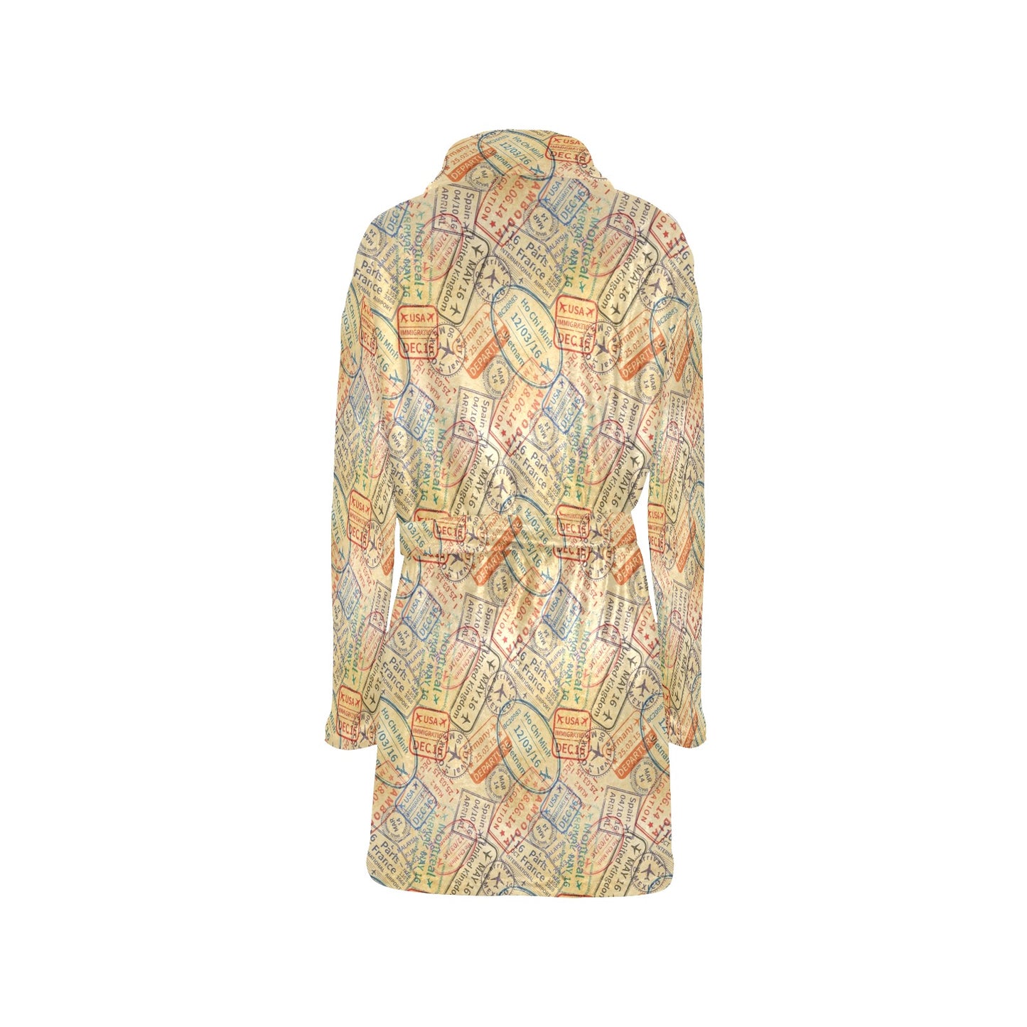 Travel Stamp Print Design LKS302 Women's Fleece Robe