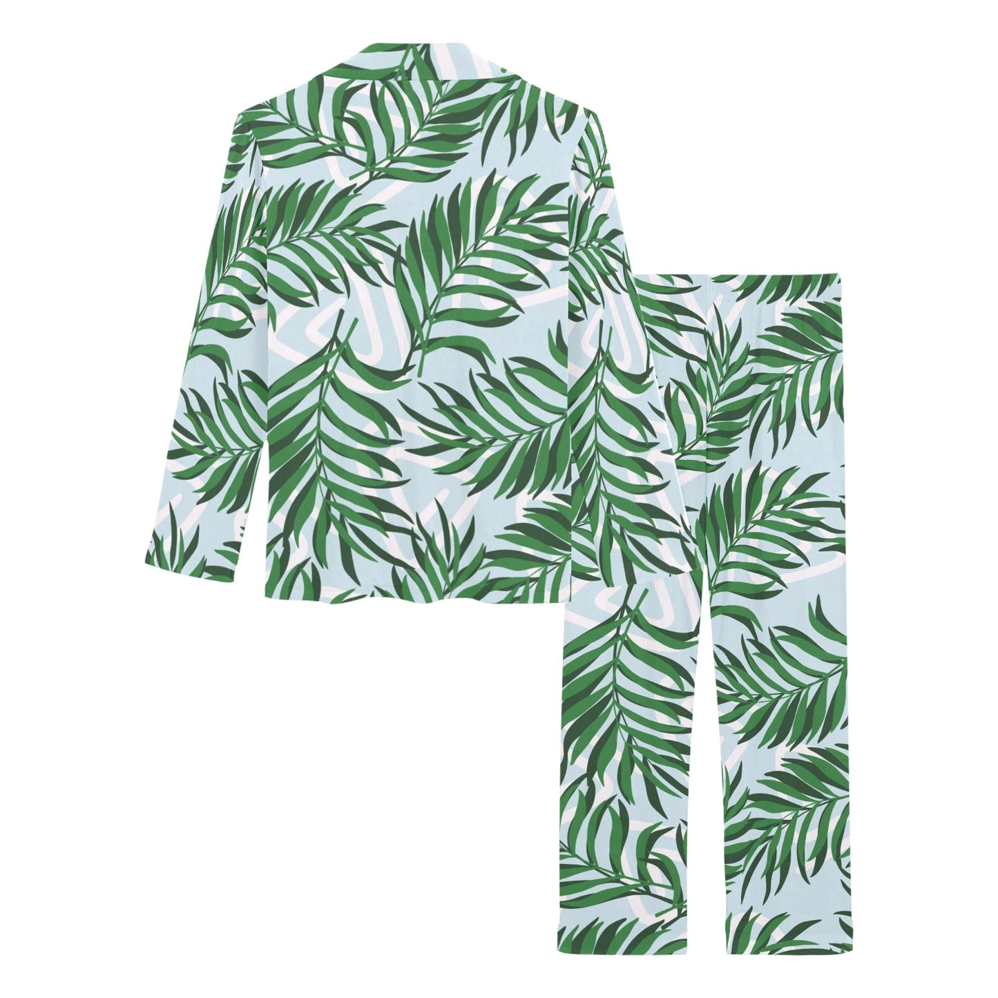 Palm Leaves Pattern Print Design PL06 Women's Long Pajama Set