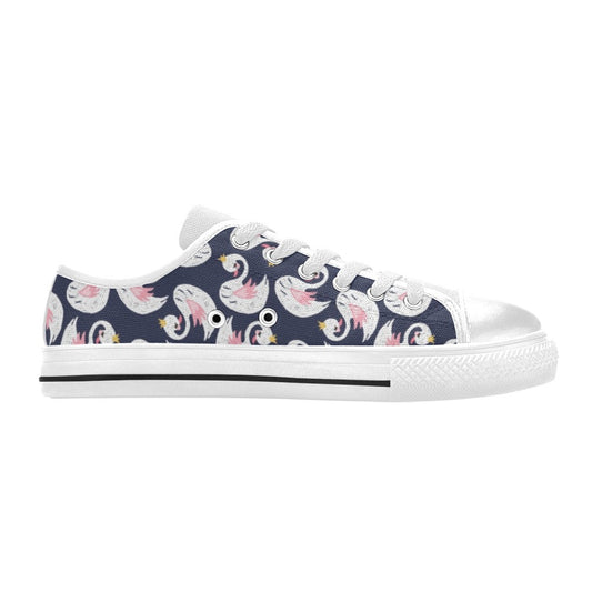 Swan Print Design LKS403 Women's White Low Top Shoes