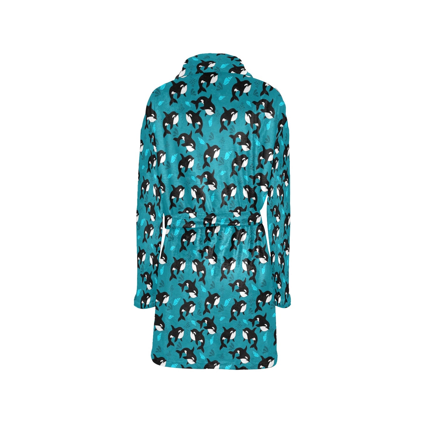 Whale Sea Design Themed Print Women's Fleece Robe