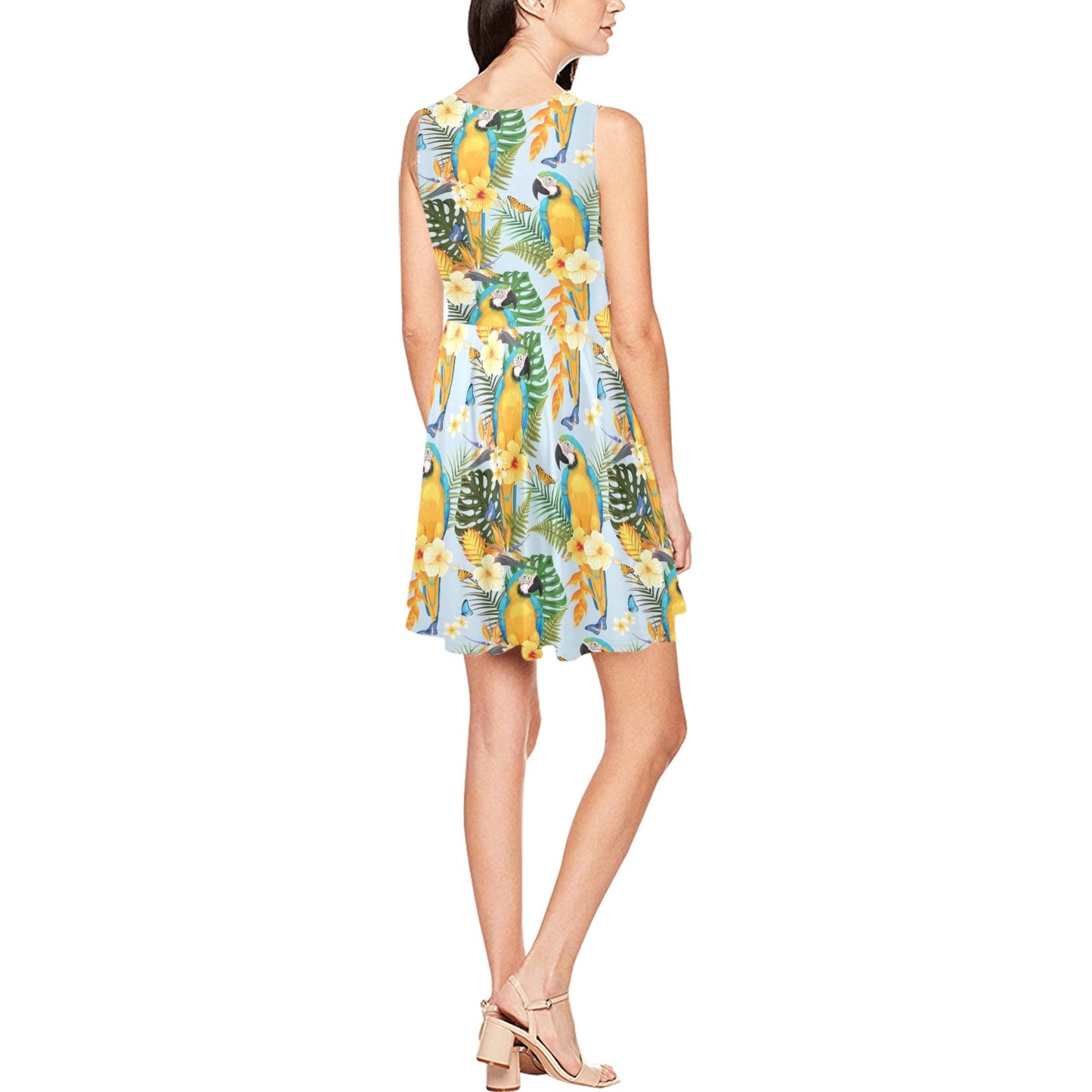 Parrot Pattern Print Design A04 Sleeveless Dress