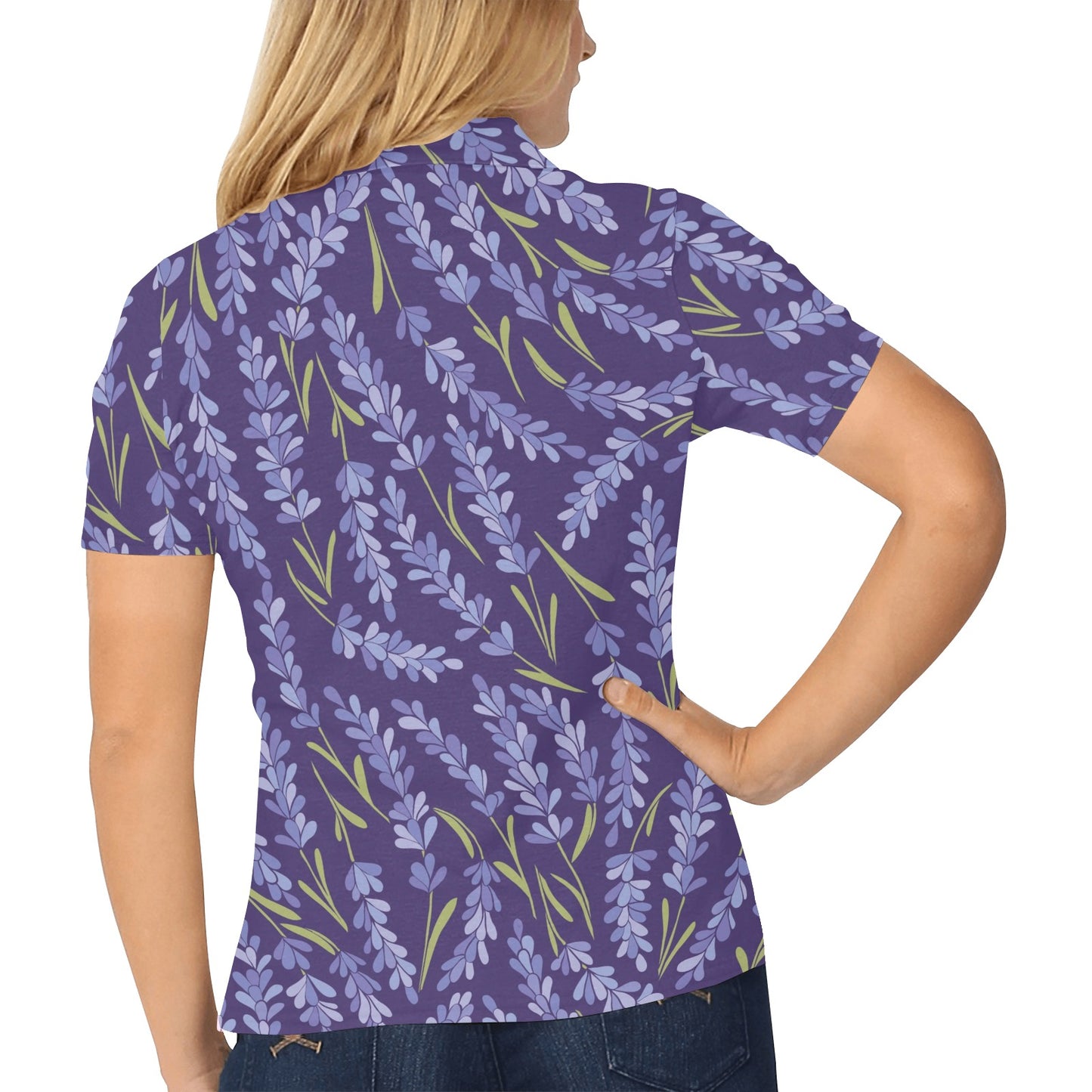 Lavender Pattern Print Design 03 Women's Polo Shirt
