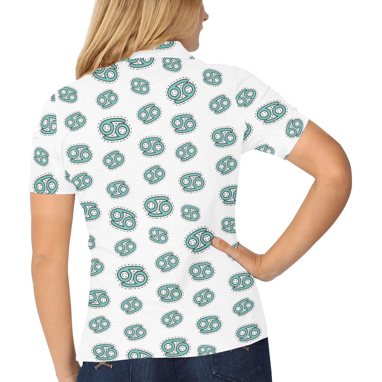 Cancer Zodiac Pattern Print Design 04 Women's Polo Shirt
