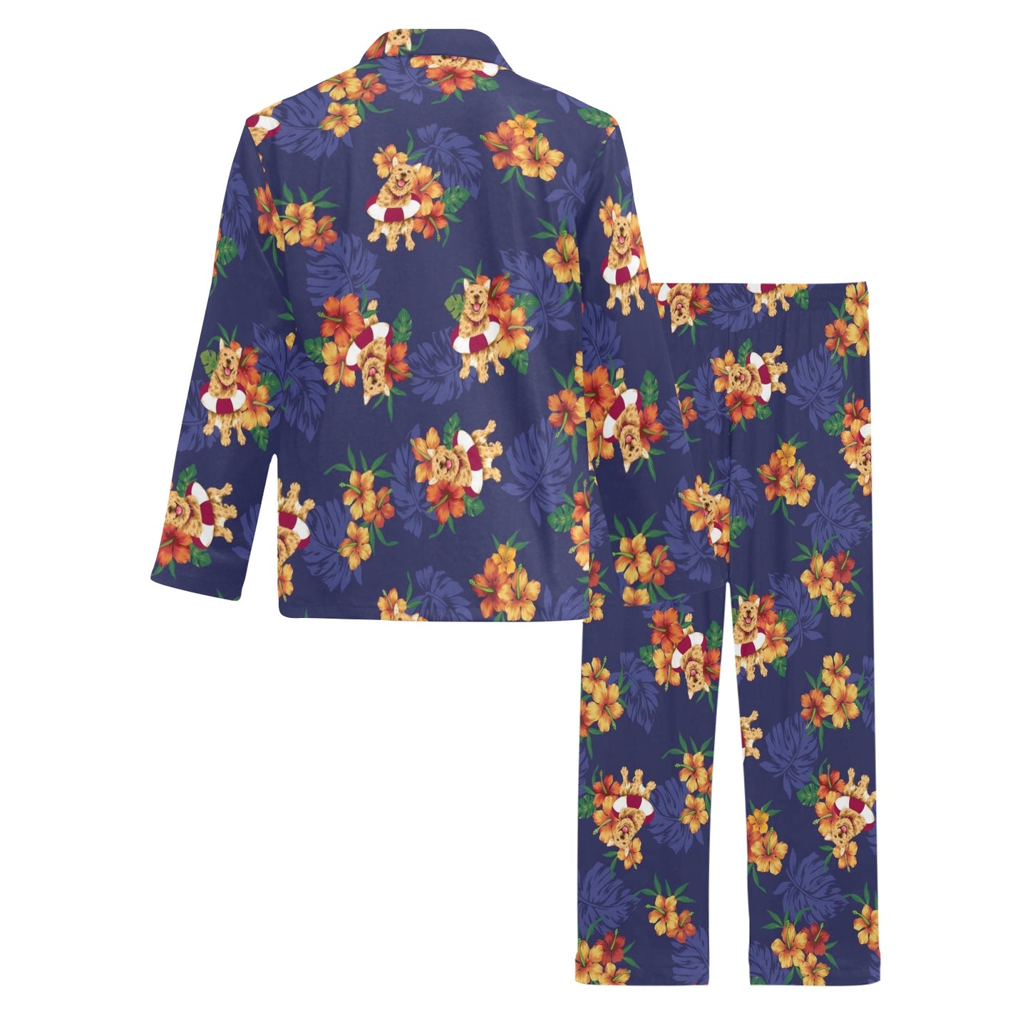 Hawaiian Themed Pattern Print Design H02 Men's Long Pajama Set