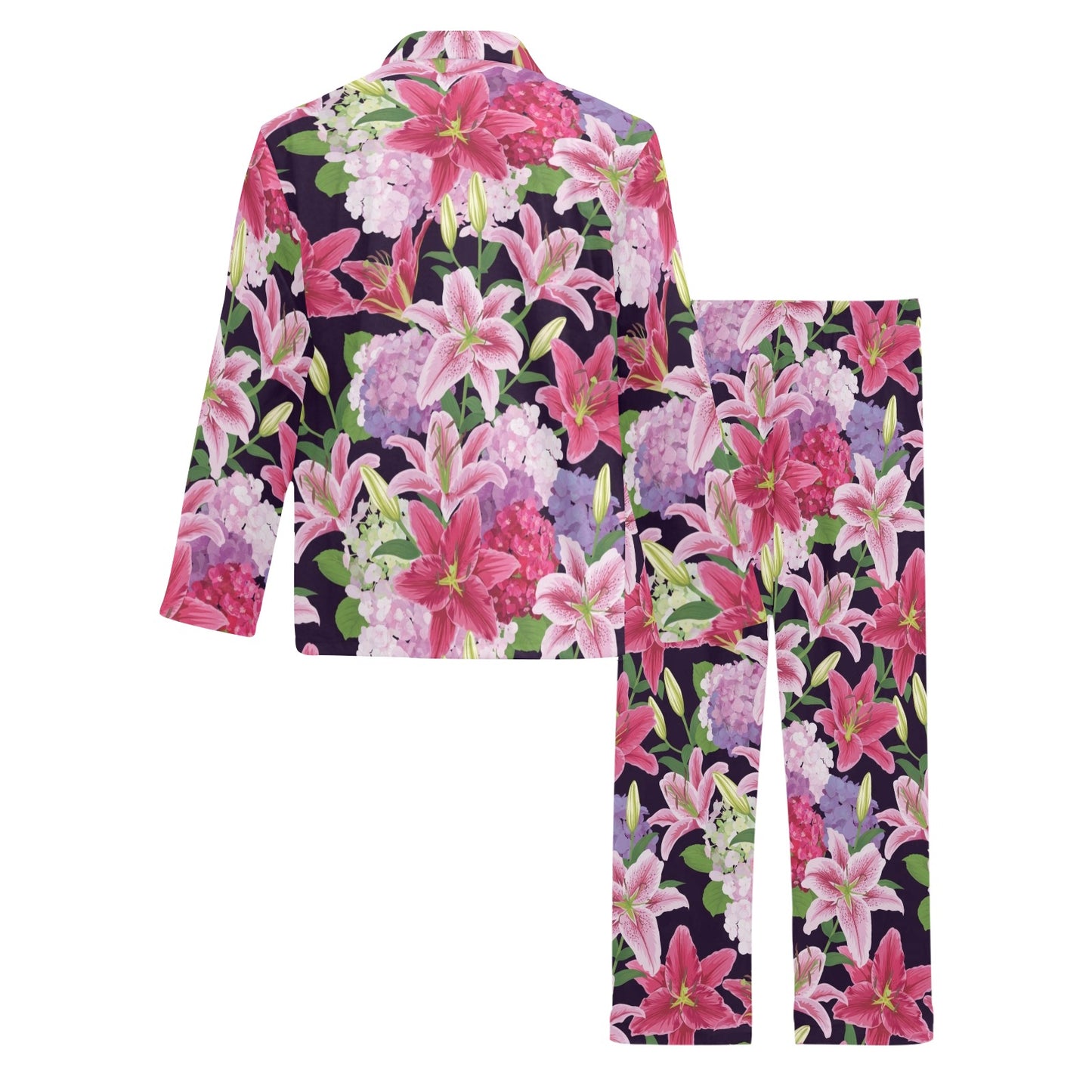 Lily Pattern Print Design LY017 Men's Long Pajama Set