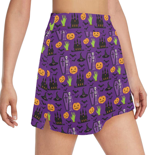 Halloween Print Design LKS403 17" Golf & Pickleball Skort with Pockets