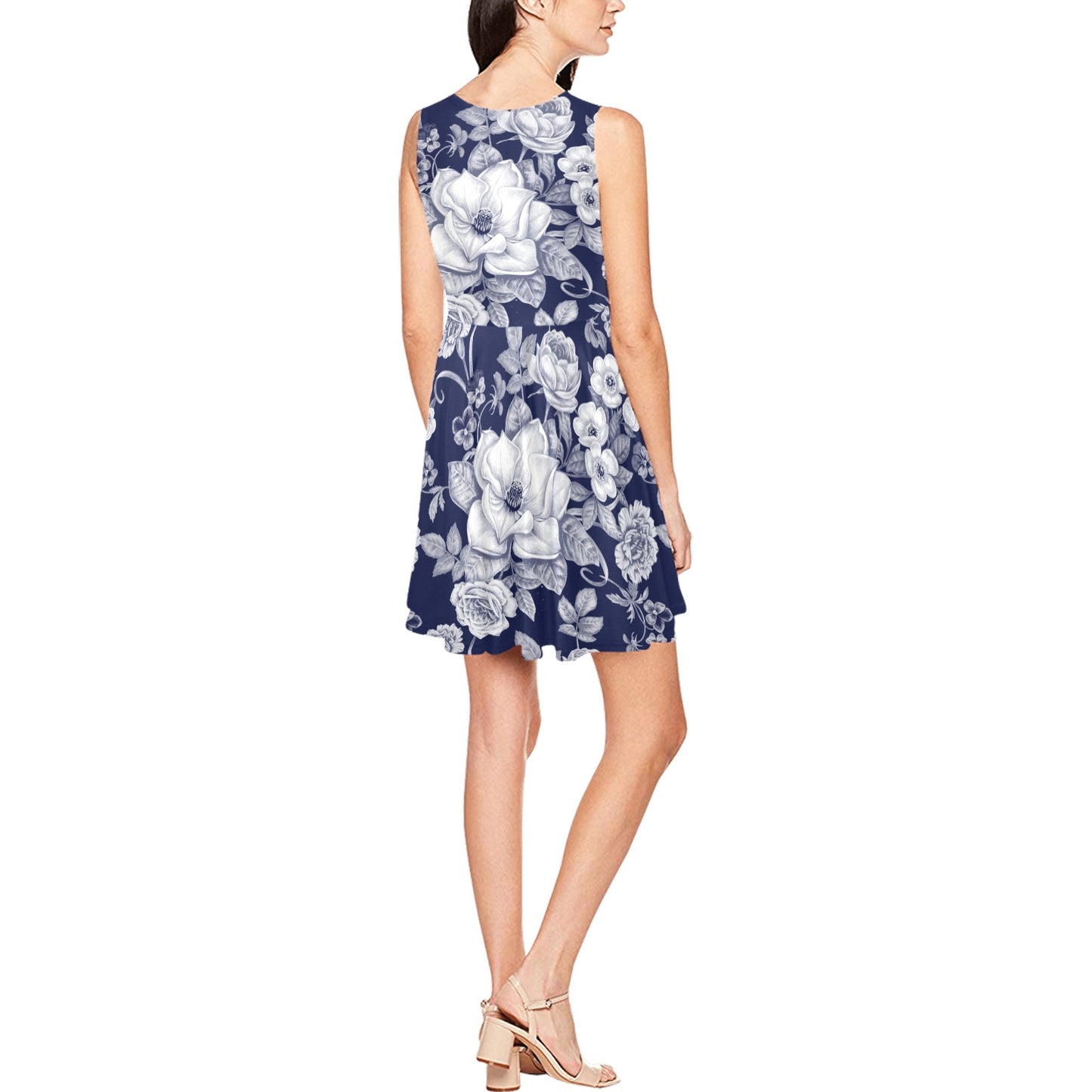Floral Infrared Pattern Sleeveless Dress