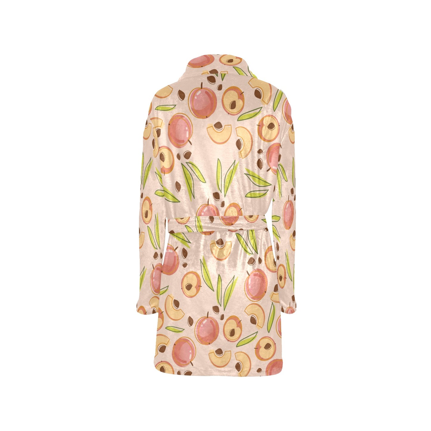 Peach Pattern Print Design A01 Women's Fleece Robe