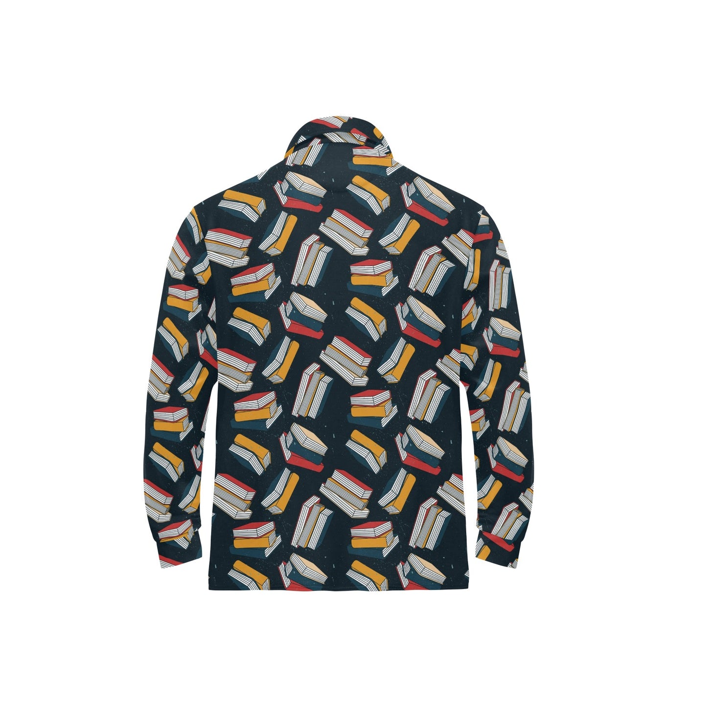 Book Pattern Print Design 07 Long Sleeve Polo Shirt For Men's