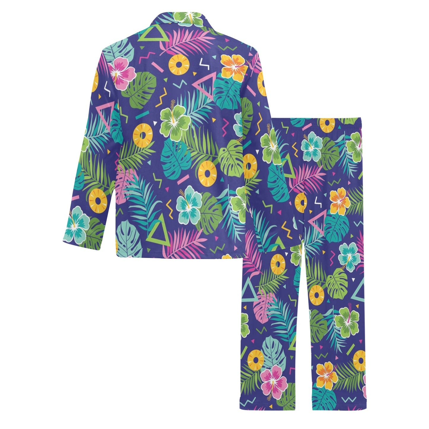 Hawaiian Themed Pattern Print Design H014 Men's Long Pajama Set