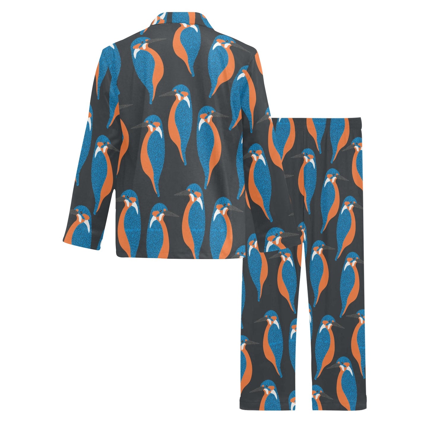 Kingfisher Pattern Print Design 03 Men's Long Pajama Set