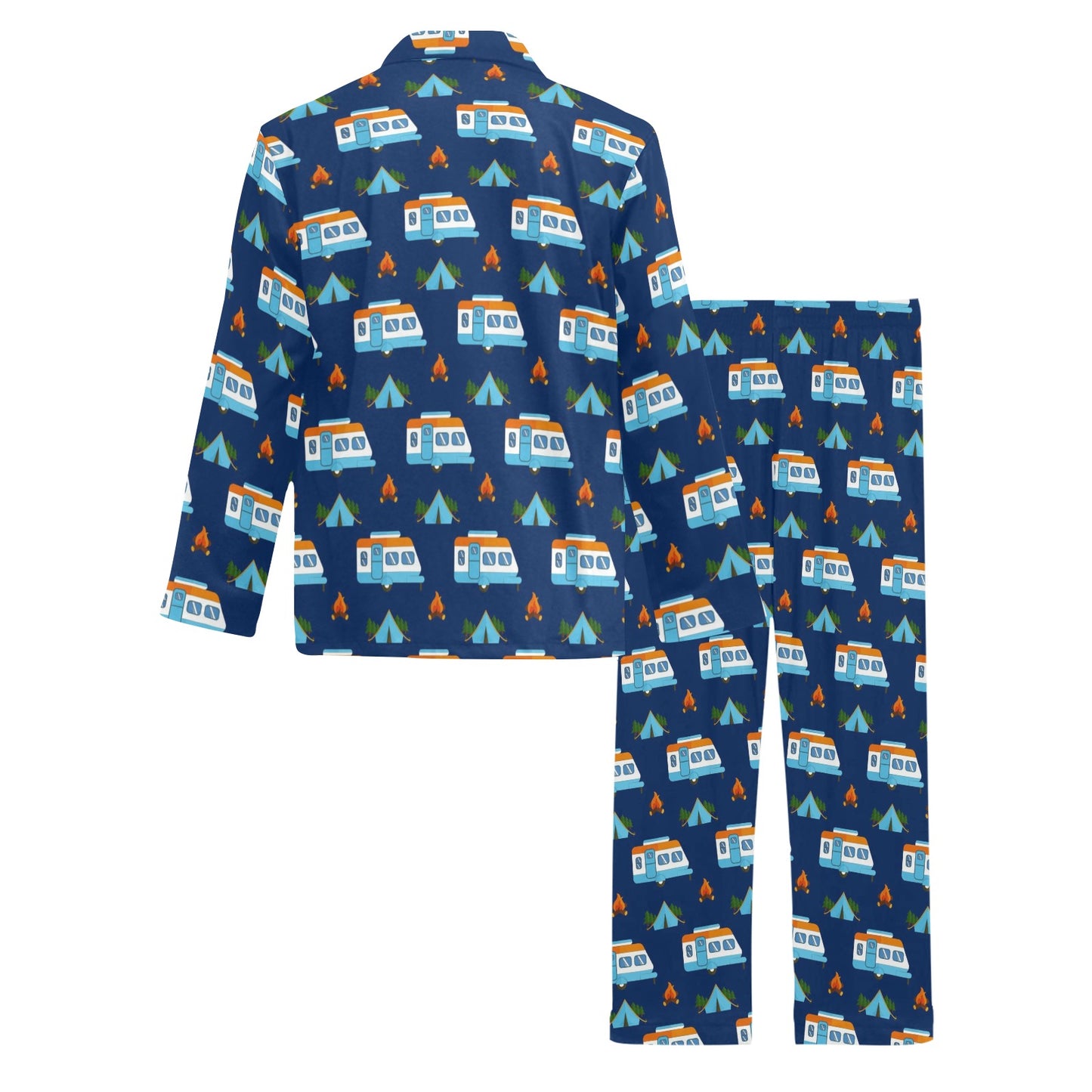 Camper Pattern Camping Themed No 3 Print Men's Long Pajama Set