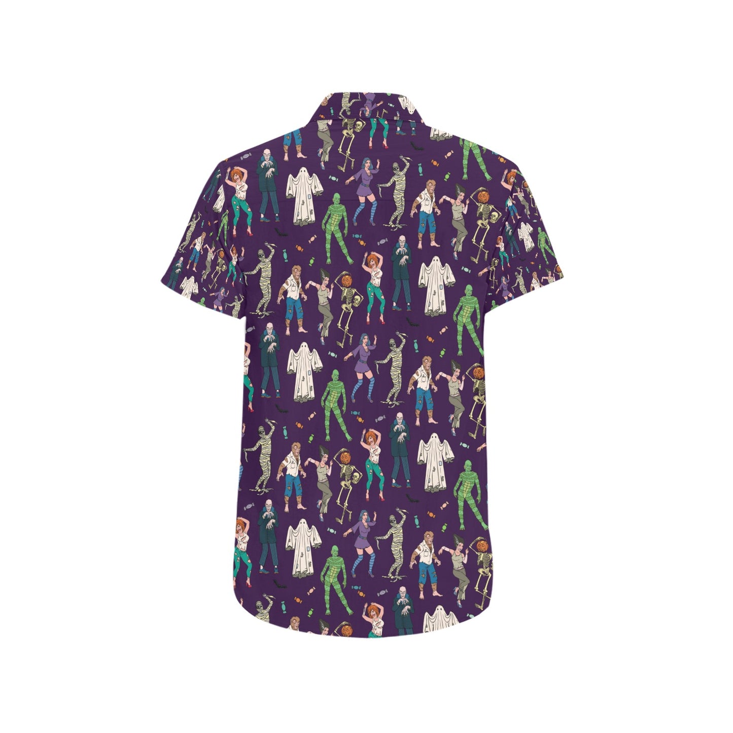 Creepy Zombie Print Design LKS302 Men Short Sleeve Button Up Shirt