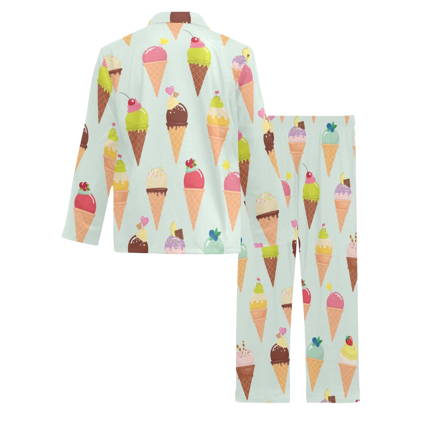 Ice Cream Pattern Print Design 03 Men's Long Pajama Set