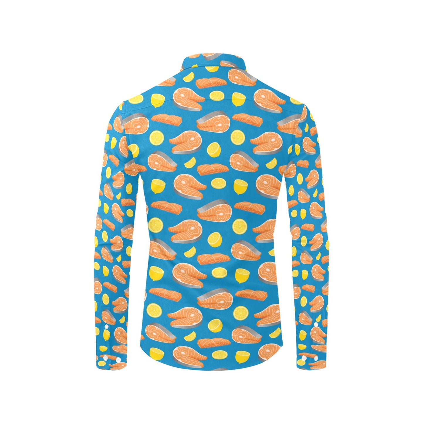 Salmon Steak With Lemon Print Design LKS308 Men's Long Sleeve Dress Shirt