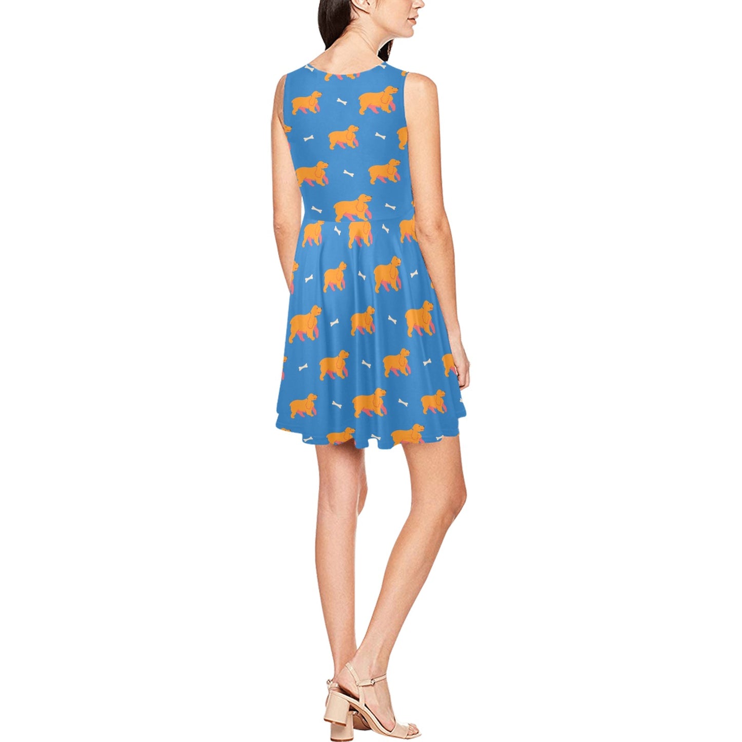 Cocker Pattern Print Design 04 Sleeveless Dress